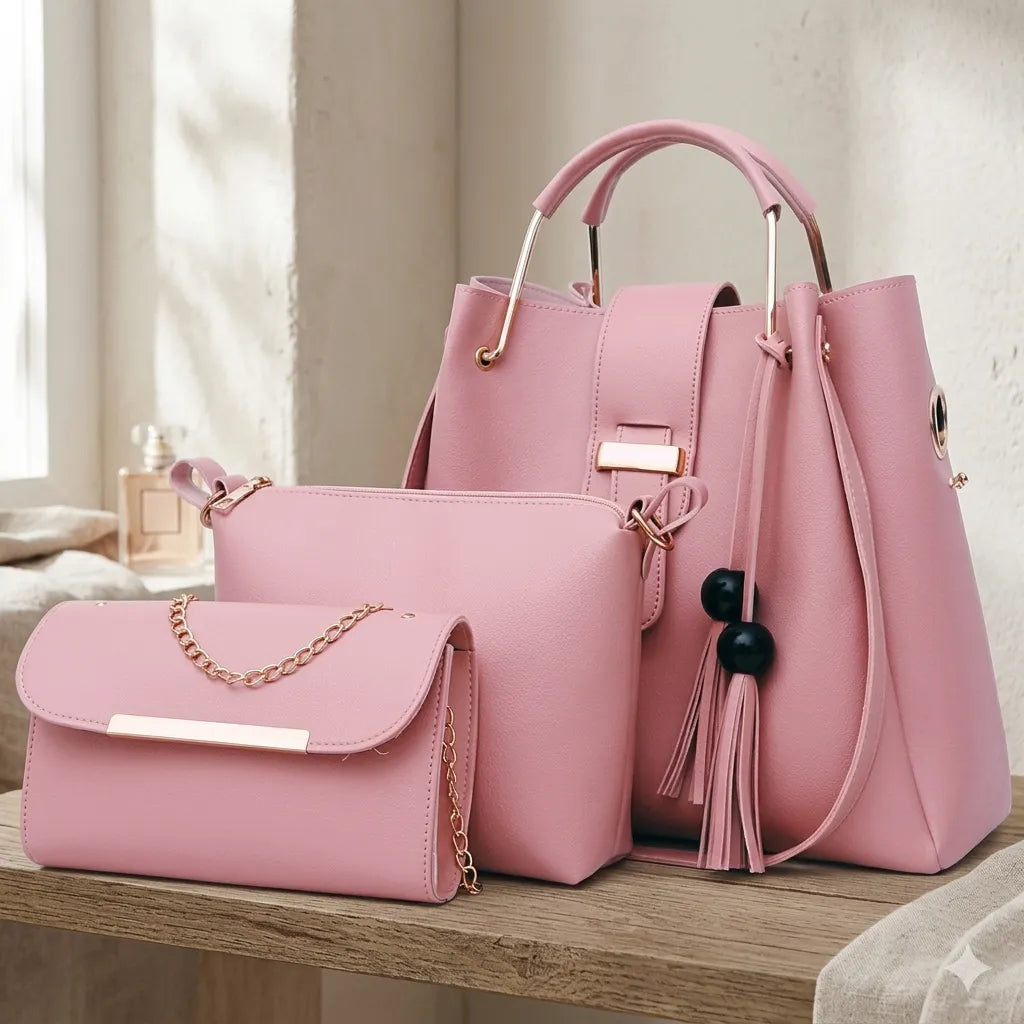 Luxury 3-Piece Women's Crossbody & Shoulder Bag Set - Leather Tote Fashion Bags