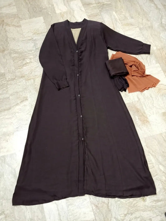 Modern Everyday Abaya: Chocolaty Brown with Tich-Buttons & Stoller