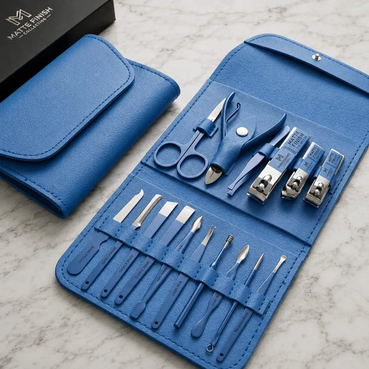 Professional 16-Piece Manicure Pedicure Grooming Kit - Stainless Steel Nail Clipper Set