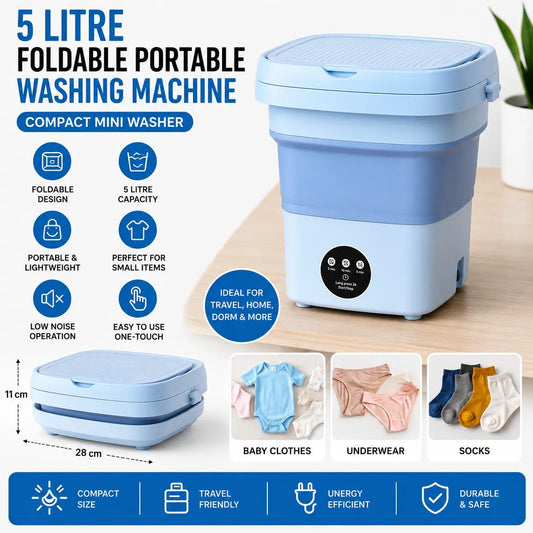 5 Litre Foldable Portable Washing Machine - Compact Mini Washer