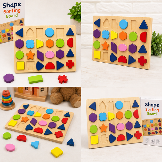 Educational Shape Sorter Board – Montessori Wooden Puzzle Toy for Toddlers & Kids