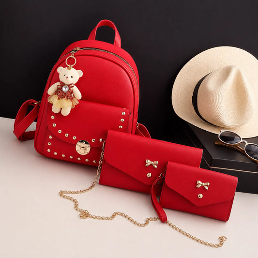 Luxury 3-Piece PU Leather Handbag Set for Women – Elegant Shoulder & Tote Bags