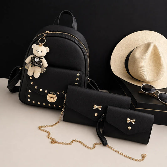 Luxury 3-Piece PU Leather Handbag Set for Women – Elegant Shoulder & Tote Bags