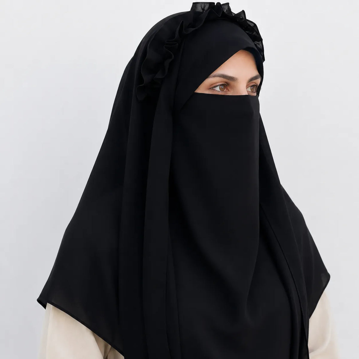 Premium Crown Embellished Black Hijab