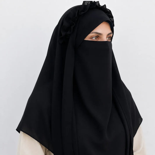 Premium Crown Embellished Black Hijab
