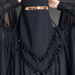 Premium Saudi Style Niqab – Hand-Embellished with Stones & Beads