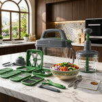 9-in-1 Vegetable Chopper 2000ML with Manual Push Chopper 1500ML
