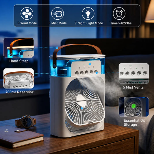 Portable Air Conditioner Fan 3-in-1 Desk Cooling Spray Fan
