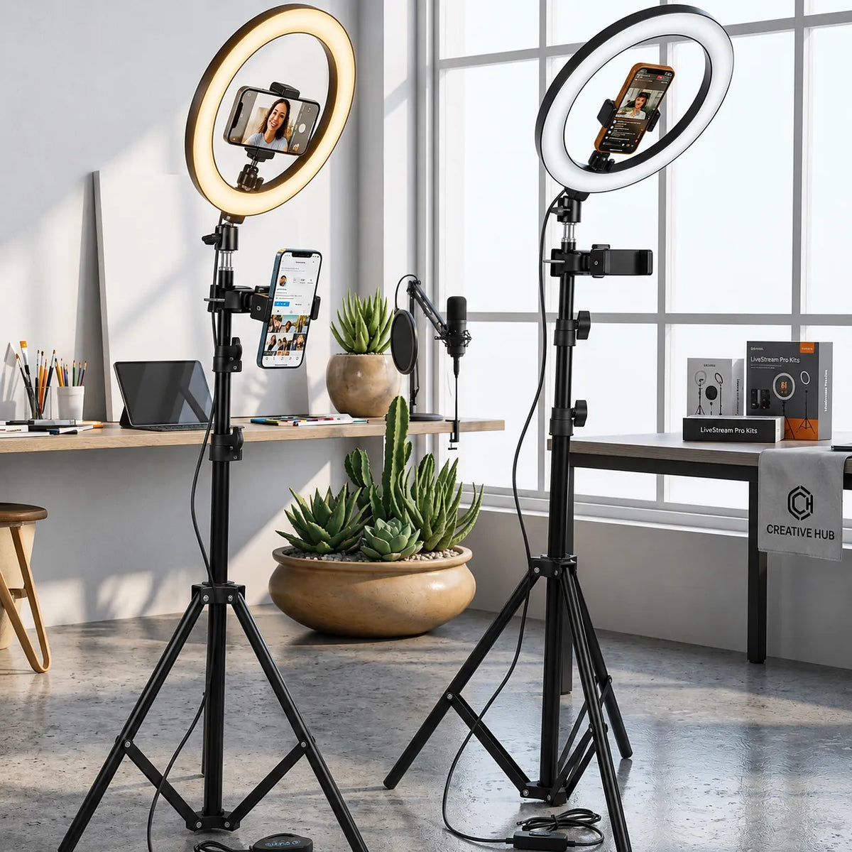 26cm Ring Light with Phone Holder & 3 Color Modes for Video Photography