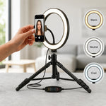 26cm Ring Light with Phone Holder & 3 Color Modes for Video Photography