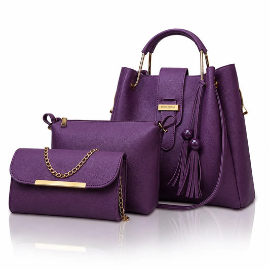 Luxury 3-Piece Women's Crossbody & Shoulder Bag Set - Leather Tote Fashion Bags