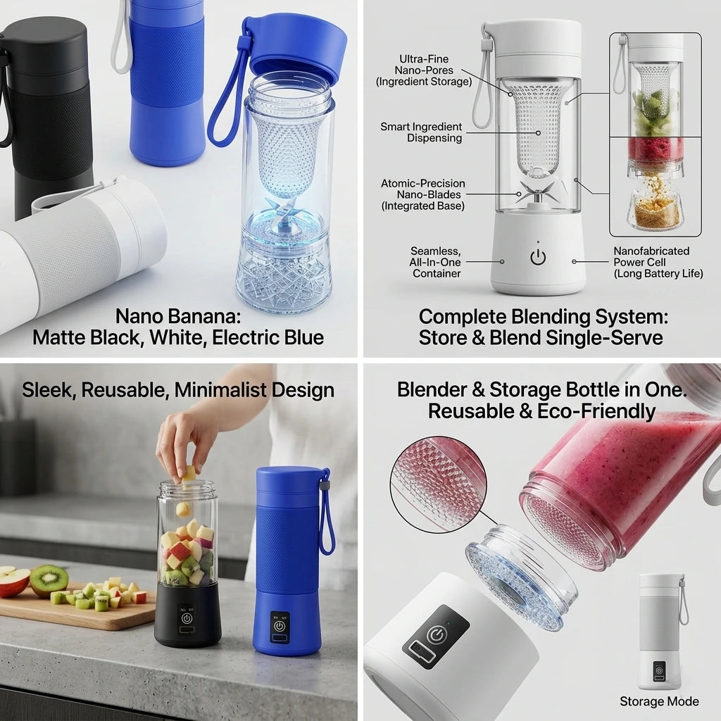 6-Blade Portable Rechargeable Juicer Blender - Healthy Smoothies Anywhere, Anytime!