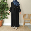 Premium Front-Platted Abaya with Piping Details & Adjustable Belt