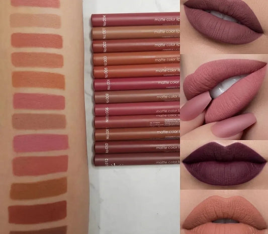 Lip Liner Pencils Set (Pack of 6/12) - Nude & Dark Shades, Matte Waterproof