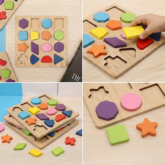 Educational Shape Sorter Board – Montessori Wooden Puzzle Toy for Toddlers & Kids
