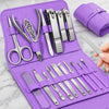 Professional 16-Piece Manicure Pedicure Grooming Kit - Stainless Steel Nail Clipper Set