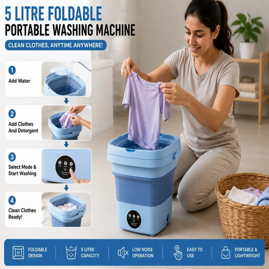 5 Litre Foldable Portable Washing Machine - Compact Mini Washer